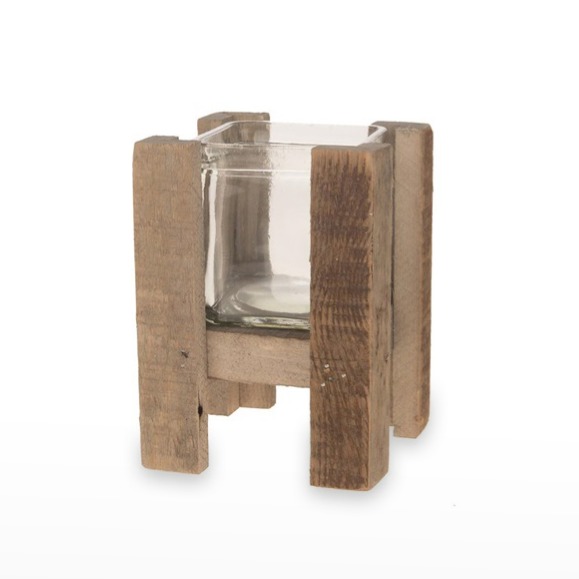 Lanterna de Madeira Natural e Vidro